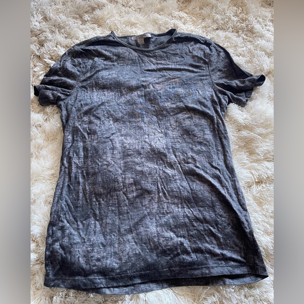 John Varvatos Artisan Luxury Mens T Shirt - 100% Linen • SMALL • gray • LIKE NEW